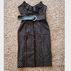 Black Pinstripe Midi Dress